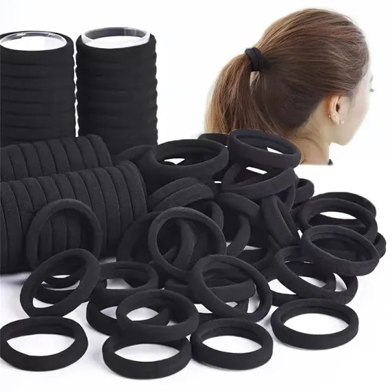 Elastic negru de păr - ambalaj tip tub, 24 bucăți / cutie (preț pe bucată)