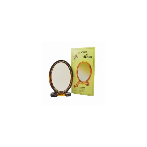 Oglinda cosmetica maro foarte mare cu suport 21×15 cm model oval cu doua fete