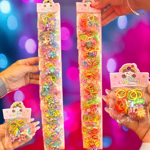 Set elastice silicon si accesorii păr fetite ambalate individual folie lunga Cute Girl D72