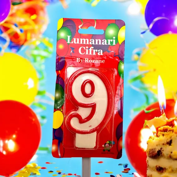 Lumânare cifra pentru tort cifra noua model clasic rosu alb