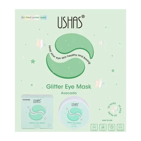 Ushas Glitter Eye Mask cu Extract de Avocado HA487 - 60 plasturi pentru ochi, 1.4 g bucata