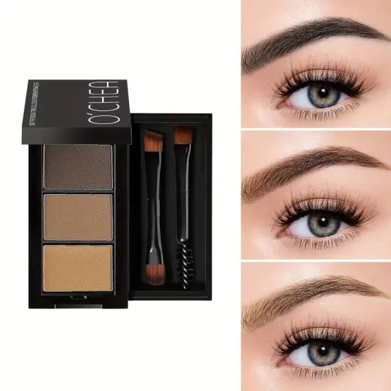 Kit sprâncene O’Cheal 6990 - paletă profesională 3 culori + aplicatoare - set 24 bucăți