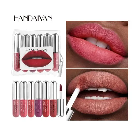 Handaiyan Lip Gloss Set H1098 - Set 6 Rujuri Lichide Mate și Lucioase, Mix A & B