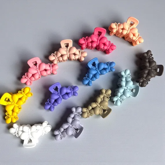 Clești de păr siliconati 12/set G242 - modele colorate antiderapante