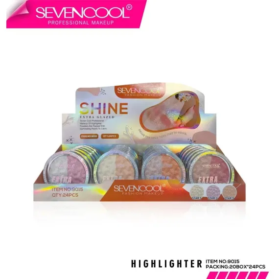 Iluminator pudră Sevencool cu efect extra glazed și strălucire perlată, cod 9015