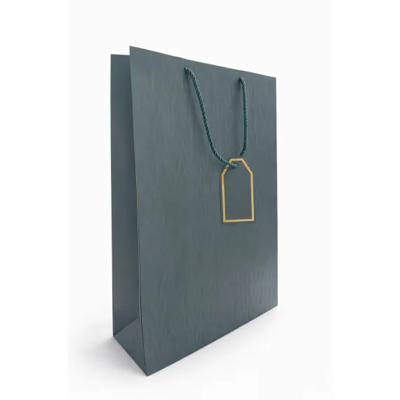 Punga cadou premium verde petrol 42x30x12 cm cu eticheta eleganta