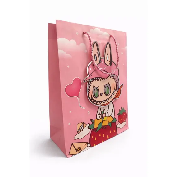 Punga cadou copii roz 32x26x12 cm model iepuras cu inimioara