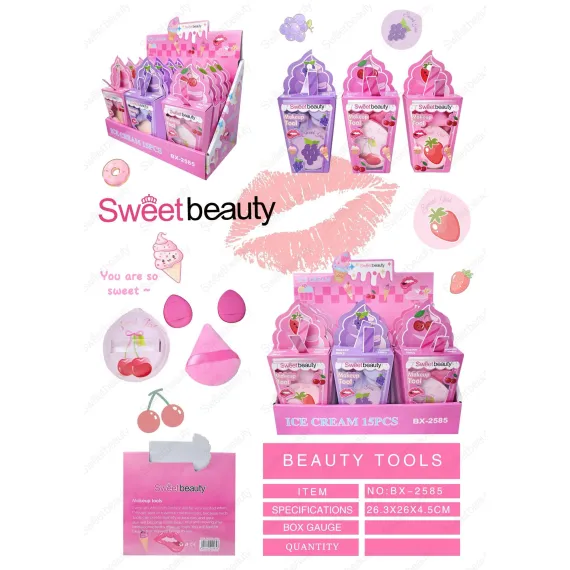 Set bureți machiaj și accesorii păr Sweet Beauty SET-4823