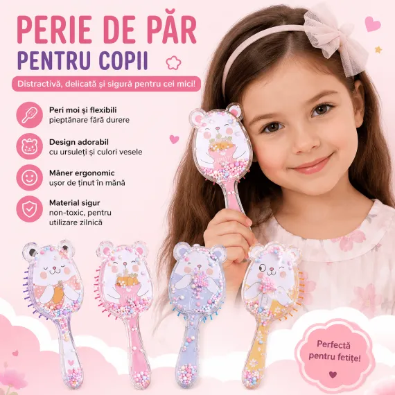 Perie de păr pentru copii cu ursuleț S-8