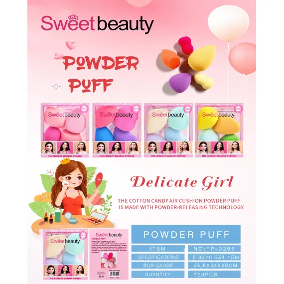 Set 4 buretei machiaj Sweet Beauty Powder Puff FP3295