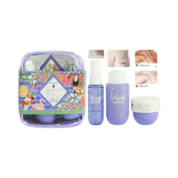 Set voiaj parfumat pentru femei cu body mist, cremă de corp și gel de duș