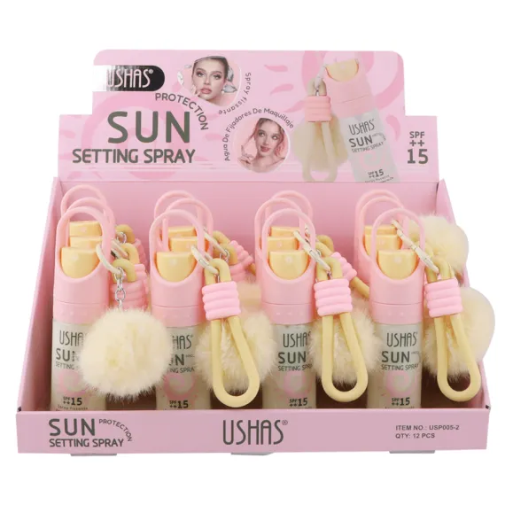 Spray fixator machiaj Ushas SPF 15 cu breloc pufos - USP005-2