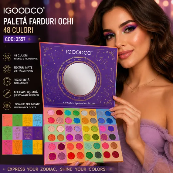 Paletă farduri ochi 48 culori IGOODCO 3557
