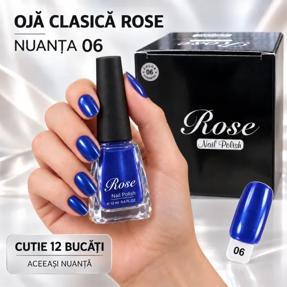 Ojă clasică Rose 12 ml - Nuanța 06, set 12 bucăți