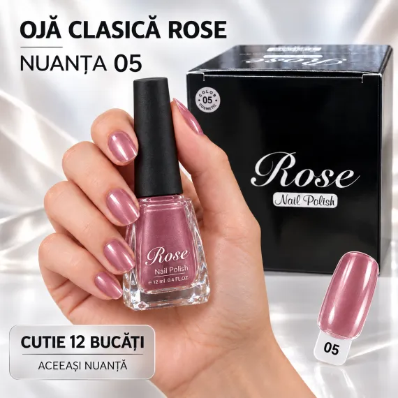 Ojă clasică Rose 12 ml - Nuanța 05, set 12 bucăți