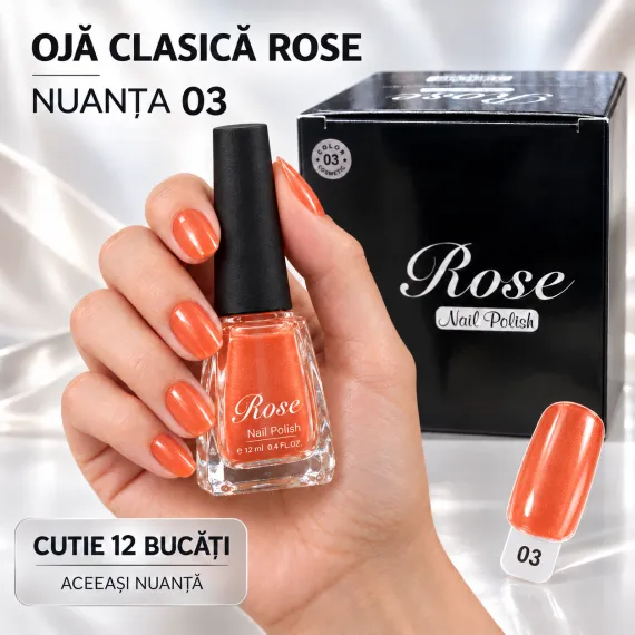 Ojă clasică Rose portocaliu coral 12 ml - Cod 03