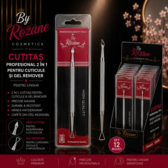 Cuțitaș profesional 2 în 1 pentru cuticule și gel remover