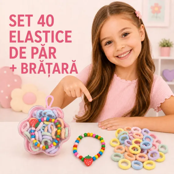 Set 40 Elastice Păr si Bratara K28