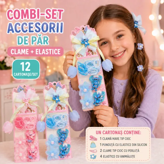 Combi-Set Accesorii de Păr cu Clame și Elastice