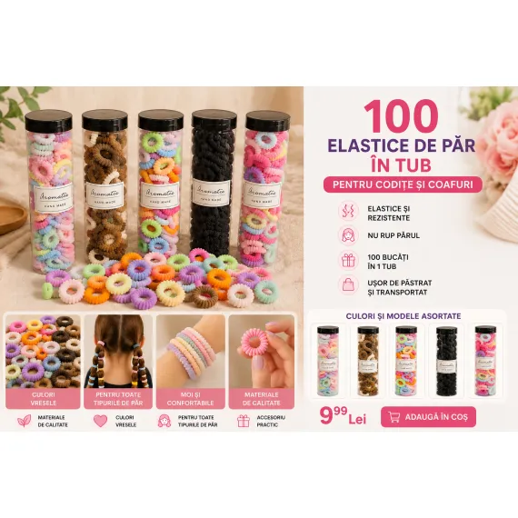 Tubuleț cu 100 Elastice pentru Codițe