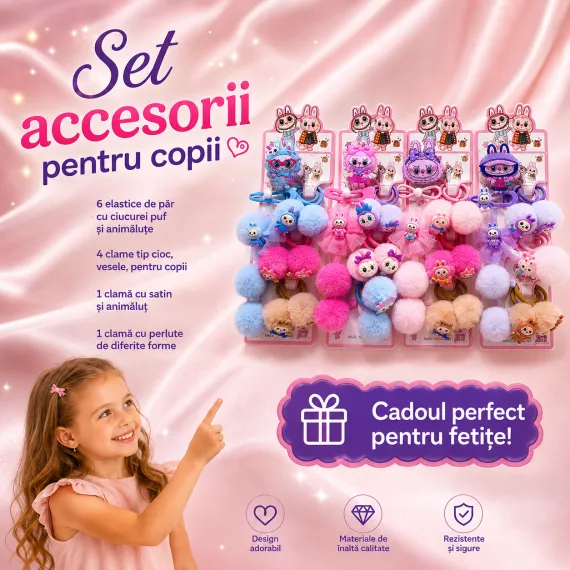 Set accesorii păr pentru copii - MIX 12 cartonașe