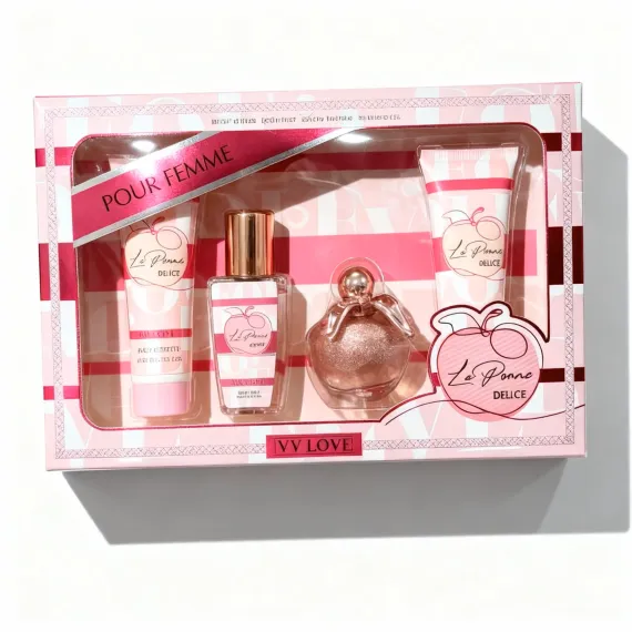 Set cadou pentru femei V.V. Love VL1058, parfum și îngrijire, 4 piese