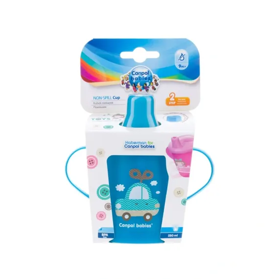 En-gros Căniță anti-vărsare Haberman „Toys” 250 ml + linguriță flexibilă, 9 luni +, albastru - vânzare en-gros pentru revânzare