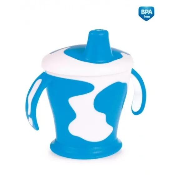En-gros Căniță anti-vărsare Haberman „Little cow” 250 ml + linguriță flexibilă, 9 luni +, albastru - vânzare en-gros pentru revânzare