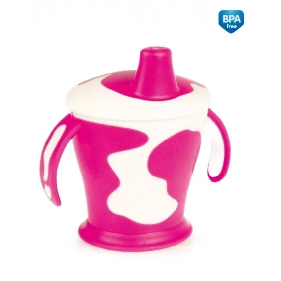 En-gros Căniță anti-vărsare Haberman „Little cow” 250 ml + linguriță flexibilă, 9 luni +, roz - vânzare en-gros pentru revânzare