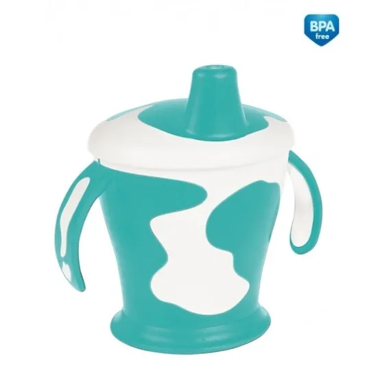 En-gros Căniță anti-vărsare Haberman „Little cow” 250 ml + linguriță flexibilă, 9 luni +, turcoaz - vânzare en-gros pentru revânzare