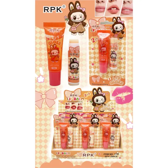En-gros Set Îngrijire Buze 2 în 1 RPK 1755 Luciu de Buze 15 ml și Balsam Strugurel cu Aromă de Căpșuni - Set 24 Bucăți - vânzare en-gros pentru revânzare