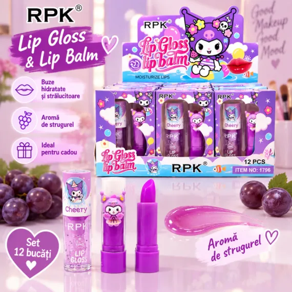En-gros Set Balsam de Buze Tip Strugurel și Luciu de Buze Lip Gloss RPK 1796 - Set 12 Bucăți - vânzare en-gros pentru revânzare