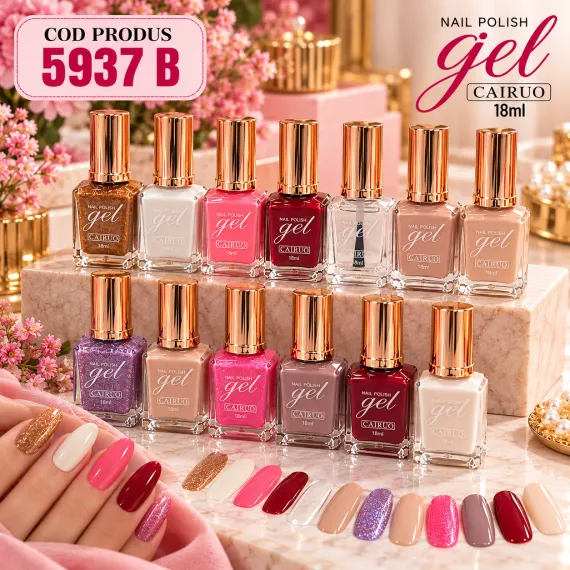 En-gros Ojă Clasică cu Efect Gel Cairuo 18 ml - Set 12 Culori cu Portfard - Cod 5937 B - vânzare en-gros pentru revânzare