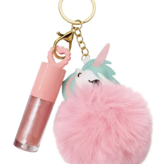 En-gros Luciu de Buze cu Breloc Unicorn și Pompon Pufos Micolor L5177 - Set 12 Bucăți - vânzare en-gros pentru revânzare