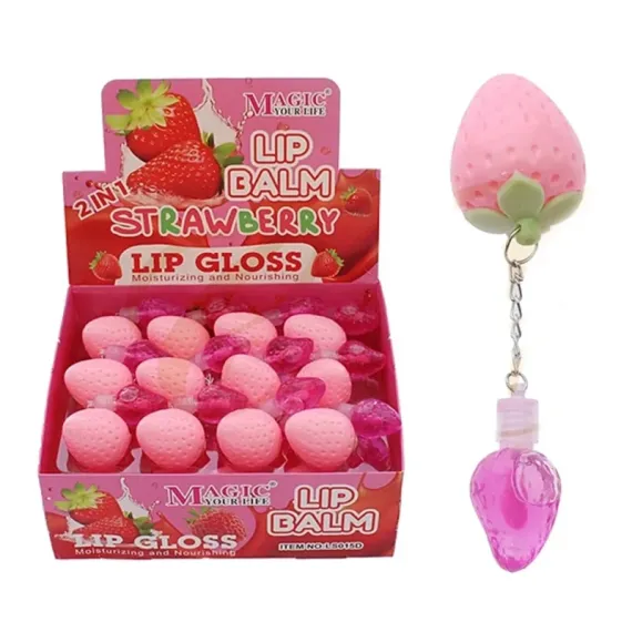 En-gros Set 2 în 1 Balsam de Buze și Luciu cu Breloc Căpșună Magic Your Life Strawberry LS015D - vânzare en-gros pentru revânzare