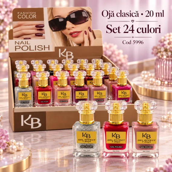 Ojă Clasică cu Efect Gel Kb 20 ml - Set 24 Nuanțe - Cod 5996