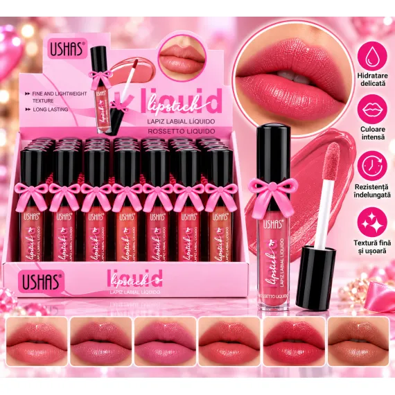 Ruj Lichid de Buze Hidratant Ushas Liquid Lipstick ULG041B - Set 24 Bucăți