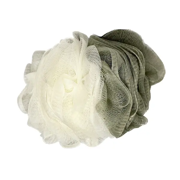 Burete de baie din plasă în două culori, alb și gri