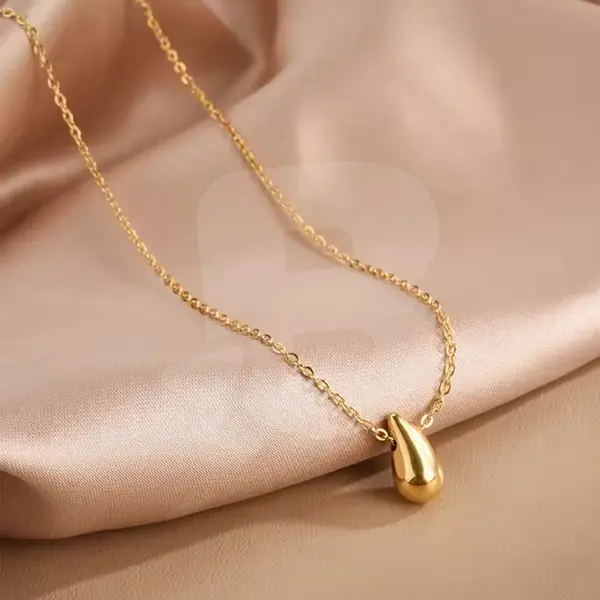 Colier din oțel inoxidabil auriu cu pandantiv în formă de picătură pentru femei