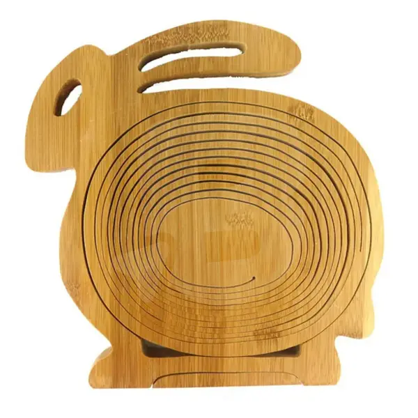 Coș pliabil pentru fructe din bambus model iepuraș