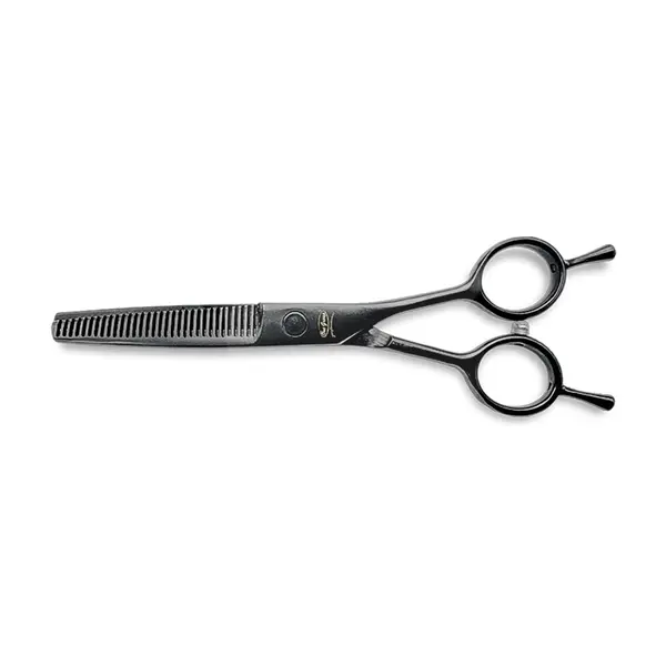 Foarfecă profesională de filat neagră One Group cu lame zimțate