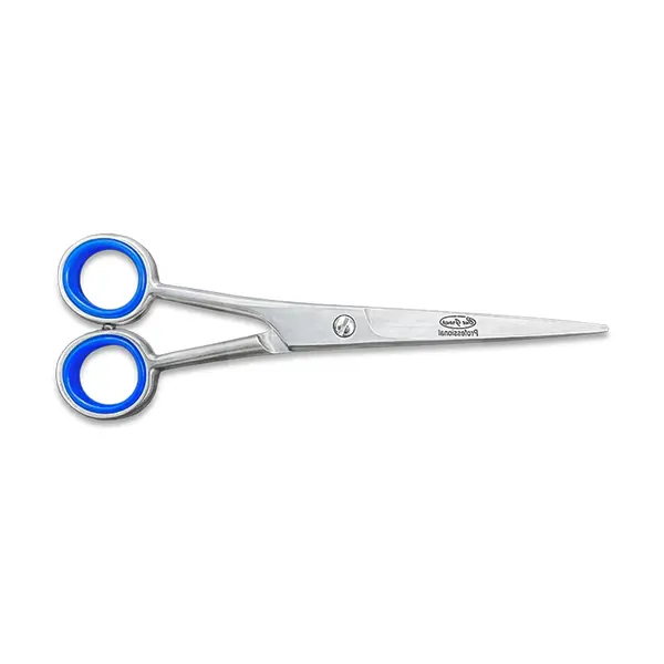 Foarfecă profesională de tuns 6 inch cu mâner rotund și insertii albastre