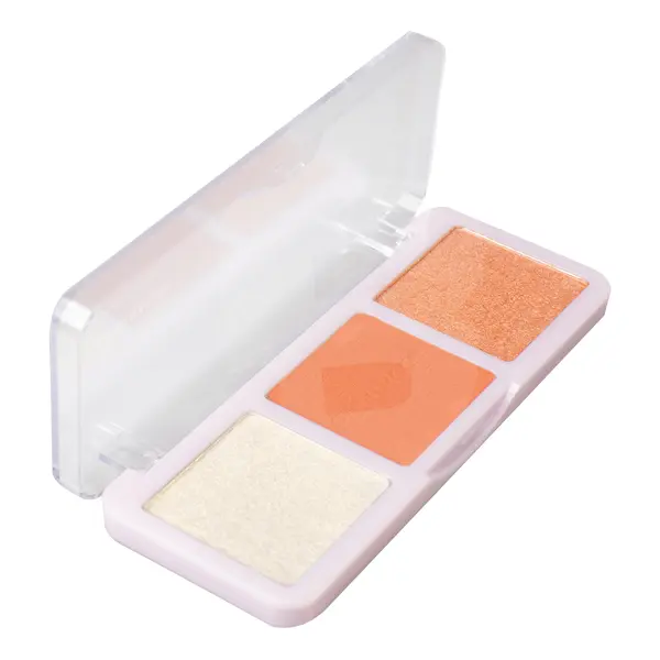Paletă Ruby Rose Trio Blush & Highlighter deschisă – detalii culori