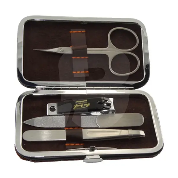 Trusă de manichiură 76811 cu 4 piese din inox în husă metalică compactă