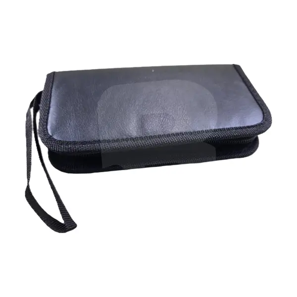 Trusă pedichiură profesională 9 piese din inox în etui negru cu fermoar și mâner