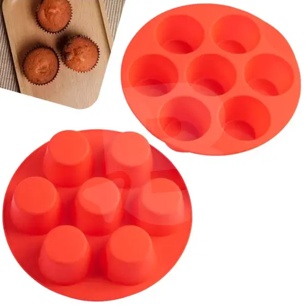 Formă din silicon pentru Airfryer cu 7 compartimente pentru brioșe