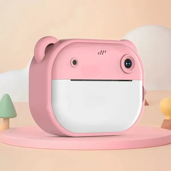 Aparat foto pentru copii cu imprimare instant alb-negru culoare roz