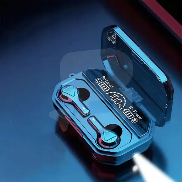 Căști wireless TWS cu design modern și iluminare LED