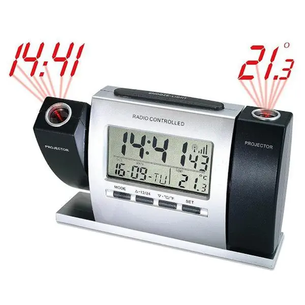 Ceas DS 503 cu proiecție oră și temperatură pe tavan, vizibilitate clară în întuneric