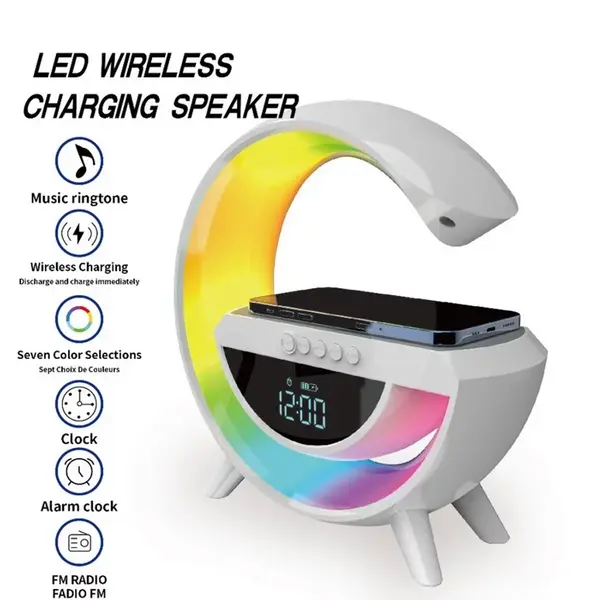 Lampă LED multifuncțională cu difuzor Bluetooth și ceas digital